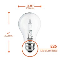 A19 Clear Halogen Light Bulb, 29 Watt, (40W Equivalent), 2700K Soft White, E26 Medium Base, 380 Lumens, 120V (8 Pack)