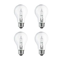 A19 Clear Halogen Light Bulb, 43 Watt, (60W Equivalent), 2700K Soft White, E26 Medium Base, 750 Lumens, 120V (4 Pack)