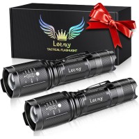 Letmy Led Tactical Flashlight S2000 Pro - 2Pcs Ultra Bright Led Flashlights High Lumens - Zoomable, 5 Modes Flashlights, Water Resistant Flash Light For Outdoor, Emergency - Gifts For Men & Women