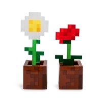 Minecraft Daisy And Poppy Flower Pot Mood Lights Set Of 2 Nightstand Table Lamp With Led Light For Bedroom Desk Living Room