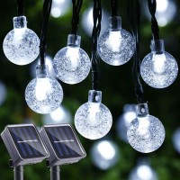 Lyhope Solar Outdoor String Lights, 2 Pack Total 40Ft 60 Led Crystal Ball Waterproof Solar Powered Globe Lights For Garden Patio Bistro Cafe Gazebo Holiday Party Outdoor Decorations (Cool White)