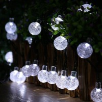 Lyhope Solar Outdoor String Lights, 2 Pack Total 40Ft 60 Led Crystal Ball Waterproof Solar Powered Globe Lights For Garden Patio Bistro Cafe Gazebo Holiday Party Outdoor Decorations (Cool White)