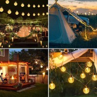 Lyhope Solar Outdoor String Lights 2 Pack Total 40Ft 60 Led Crystal Ball Waterproof Solar Powered Globe Lights For Garden Patio