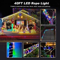 Ollivage Led Rope Lights Outdoor String Light Battery Powered With Remote Control, 8 Modes Color Changing Waterproof Led Strip Light Fairy Light 40Ft For Christmas Party Camping Decoration, 1 P