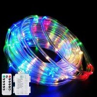 Fatpoom Led Rope Lights Battery Operated String Lights 40Ft 120 Leds 8 Modes Outdoor Waterproof Fairy Lights Dimmable/Timer With Remote For Camping Party Halloween Christmas Decoration Multi-Color