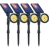 Dbf Solar Outdoor Lights Upgraded, 18 Led Waterproof Solar Landscape Lights Solar Spotlight Wall Light Auto On/Off Landscape Lighting For Garden Yard Pathway Pool Area, Pack Of 4 (Warm White)