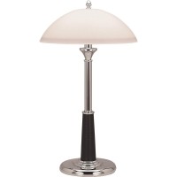 Contemporary desk lamp features a smooth chrome finish contrasting black leatherette accent and a frosted glass shade to promote a classic style and luxurious charm Its 24 height stands up tall on your desk to brighten a larger area on your desk and help 