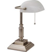 Lorell 15 Classic Bankers Lamp 15 Height 65 Width 10 W Led Bulb Brushed Nickel Desk Mountable Silver For Desk