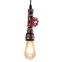 Kawell Vintage Pendant Light Fixtures Industrial Retro Ceiling Chandelier Creative Water Pipe Hanging Light Fixtures Art Deco Iron E26 60W Max For Bedroom Cafe Bar Restaurant Kitchen, Rust Color