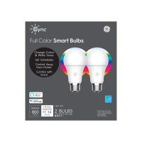 Ge Lighting Cync Smart Led Light Bulbs, Bluetooth Enabled, Full Color, Alexa And Google Assistant Compatible (2 Pack), Packaging May Vary