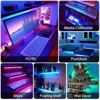 Hitlights Led Strip Lights 3 Pre-Cut 12Inch/36Inch Led Light Strip Flexible Color Changing 5050 Led Accent Kit With Rf Remote, Power Supply, And Connectors For Tv, Home, Diy Decoration