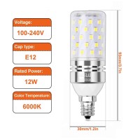 Sagel E12 Led Corn Bulbs 12W, 100W Incandescent Bulbs Equivalent, 6000K Cool White Candelabra E12 Ses Bulbs, Non-Dimmable, 1200Lm, Small Edison Screw Corn Light Bulbs, 4-Pack