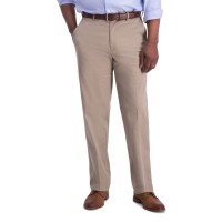 Haggar Mens Iron Free Premium Classic Fit Flat Front Expandable Waist Casual Pant Regular And Big Tall Sizes Med Khaki 36W X