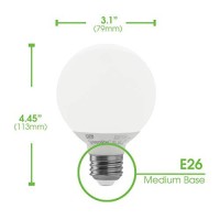 5W Led G25 Globe Light Bulb, 40W Equivalent, 450 Lumens, 3000K Bright White, E26 Medium Base, 120V, Energy Star, (4 Pack)