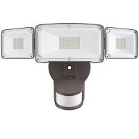 Amico 3 Head Led Security Lights With Motion Sensor, Adjustable 40W, 4000Lm, 5000K, Ip65 Waterproof, Exterior Flood Light For Garage, Yard(Brown)