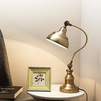 Melunar Brass Desk Lamp, Adjustable Table Lamp, Vintage Task Lamp With Rotary Shade Adjustable Height