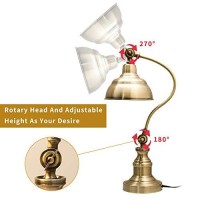 Melunar Brass Desk Lamp, Adjustable Table Lamp, Vintage Task Lamp With Rotary Shade Adjustable Height