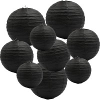 Adlkgg Round Hanging Paper Lanterns Decorations Party Wedding Birthday Baby Showers Halloween Supplies Black 1210 8 9 Pa