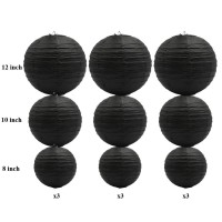 Adlkgg Round Hanging Paper Lanterns Decorations Party Wedding Birthday Baby Showers Halloween Supplies Black 1210 8 9 Pa