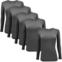 Natural Uniforms Womens Under Scrub Tee Crew Neck Long Sleeve Tshirt5Pack Xlarge 5 Pack Charcoal