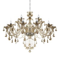 Try-Yean Luxurious 15 Lights Chandelier Cognac Crystal Chandelier Adjustable Hanging Ceiling Pendant Light K9 Crystal Vintage Candle Style Chandelier Lighting E12