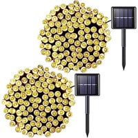 Jmexsuss 2 Pack 100 Led Solar Christmas Lights 42.7Ft 8 Modes Warm White Solar String Lights Outdoor Waterproof For Gardens,Wedding,Party,Christmas Tree,Xmas,Gifts,Outdoors