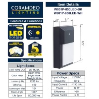 Coramdeo Commercial Residential Outdoor Wall Pack Light Dusk To Dawn Sensor Wet Location Built In Led Color Select Switch For