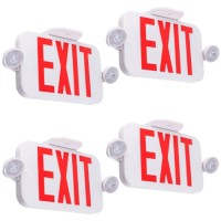 Litpath Led Combo Exit Sign With 2 Adjustable Head Lights And Double Face Back Up Batteries Us Standard Red Letter Emergency