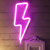 Qiaofei Neon Light,Led Blue Lightning Sign Shaped Decor Light, For Christmas,Birthday Party,Kids Room, Living Room, Wedding Party Decor (Blue)