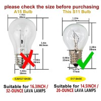 6 Pack S11 E17 Base 40 Watt Incandescent Bulbs For Lava Lamps,Replacement Bulbs For Lava Lamps,Glitter Lamps