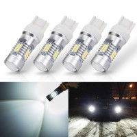 Antline Extremely Bright 7443 7440 T20 7441 992 W21W 21-Smd 2835 Chipsets 1260 Lumens Led Bulb Replacement White For Car Backup Reverse Brake Tail Turn Signal Lights Bulbs Drl (Pack Of 4)