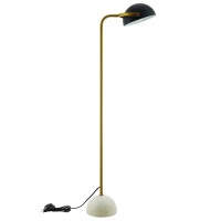 Convey is a chic midcentury inspired floor lamp perfect for the modern living room entryway or reading nook The round white marble base offers a striking contrast to the matte black metal shade while the bronze finish on the stem completes the trio of sop