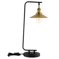 Modway Amenity Industrial Modern Antique Brass Metal Bedside Lamp Or Table Lamp