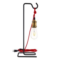 Beckon chic industrial style into your home or apartment with the Signal Table Lamp Positioned on a sleek matte black metal base Signal comes with an antique brass light socket suspended from a red cord for an antique vintage look This rustic modern farmh