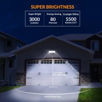 Lepower 2 Pack Led Security Light Dusk To Dawn Outdoor Flood Light Fixture With 2 Adjustable Heads 3000Lm28W 5500K Ip65 Wate