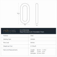 Rch Hardware Chs5904Pn10 9 Gauge Decorative Solid Steel Oval Link Fixture Chain 10 Foot Increments Polished Nickel Fini