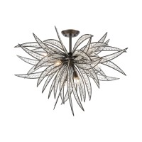 Naples 8-Light Semi Flush Mount In Dark Graphite With Clear Crystal