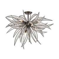 Naples 8-Light Semi Flush Mount In Dark Graphite With Clear Crystal