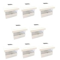 Relightable 8 Pack Outdoor Garden 5 X 5 Solar Led Post Deck Cap Square Fence Light Landscape Lamp Lawn Pvc Vinyl Wood (White)