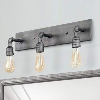 Laluz 3-Light Vanity Lights Wall Sconce Silver Bathroom Wall Lamp Industrial Sconces Wall Lighting