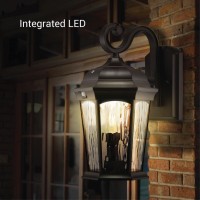 Euri Lighting Efl-130W-Md Flickering Flame Porch Light, Water Glass, With Integrated Security Light (3000K), Motion-Sensor, Dusk-To-Dawn, Oil Rubbed Bronze Housing