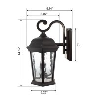 Euri Lighting Efl-130W-Md Flickering Flame Porch Light, Water Glass, With Integrated Security Light (3000K), Motion-Sensor, Dusk-To-Dawn, Oil Rubbed Bronze Housing