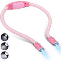 Luxjet? Led Hug Light,Rechargeable Neck Book Lights Night Lamp For Reading, Hands Free, 4 Led Bulbs, 3 Adjustable Brightness (Pink)