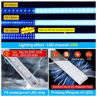 Muzata 6Pack 3.3Ft/1M Super Wide Led Channel 23.3 X 10.7Mm Wide With Milky White Cover Silver Aluminum Profile Track Fit For <20Mm Width Waterproof Led Strip Lighjts Under Cabinet Decor U105