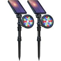 Dbf Color Changing Solar Spotlight, 600Lm Bright Color Solar Spot Lights Outdoor, 2-In-1 Solar Landscape Lights Waterproof Christmas Decorative Flood Lighting For Garden Yard Tree House, 2 Pack