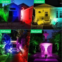 Dbf Color Changing Solar Spotlight, 600Lm Bright Color Solar Spot Lights Outdoor, 2-In-1 Solar Landscape Lights Waterproof Christmas Decorative Flood Lighting For Garden Yard Tree House, 2 Pack