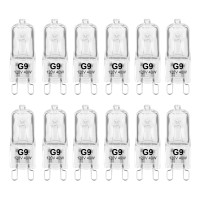 Haraqi 12 Pack 120 Volt 40 Watt G9 Bi-Pin Halogen Bulbs,Replacement T4 Jcd Type Dimmable Bulbs For Ceiling Lights,Table Light,Cabinet Lights,Warm White Brightness