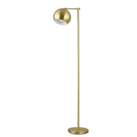 Thin and elongated this metallic floor lamp looks great in a living room Brighten up a modern space with the bright radiance and rounded shade Full of clean lines the base and arm are sleek with an elegant aura Constructed of metal the brilliant hue contr