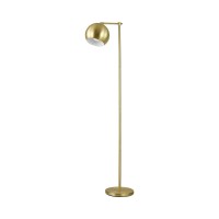 Thin and elongated this metallic floor lamp looks great in a living room Brighten up a modern space with the bright radiance and rounded shade Full of clean lines the base and arm are sleek with an elegant aura Constructed of metal the brilliant hue contr