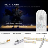 Cfgrow Led Under Cabinet Lighting Motion Sensor, 10Ft Four Modes Bed Stairs Wardrobe Lamp Tape, Waterproof 5V Usb Led Closet Night Strip Light(Cold White, 3M X 2Packs)